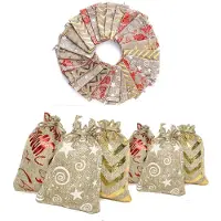 OEM 24/25 kleine katoenen zakjes met trekkoord, geschikt als cadeautjes, bijvoorbeeld voor een adventskalender