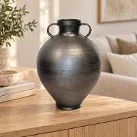 Hoppa! - Vaas - Met oren en smalle hals - Zwart - 29 x 29 x 40 cm (B x D x H)