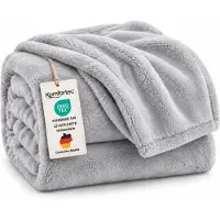 Komfortec Fleece Deken - Met kasjmier gevoel - Plaid - Fleece Plaid - Fleece Dekens - Fleece Deken 240x220 cm – Super Zacht – Zilver