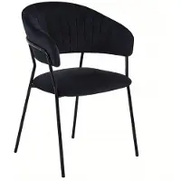 FurniTex Riviera 100 - Eetkamerstoel - Zwart fluweel - Zwart metalen onderstel - Art-decostijl