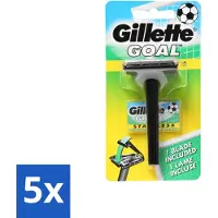 Gillette 5 x - Goal - Scheerset - Stainless Steel - Duurzaam en scherp - 1 Scheermesje - Voordeelverpakking - 5 stuks