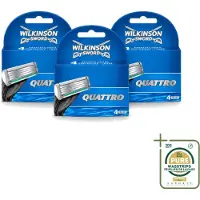 Wilkinson 3 x - Navulmesjes Quattro - Met Precisietrimmer - 4 scheermesjes - Wasstrips - Scheermesjes - Navulmesjes - Precisietrimmer - Titaniumcoating - Huidvriendelijk