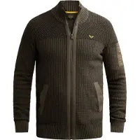 PME Legend Gebreid vest 'Cardigan with zipper closure and flight pocket' donkergroen