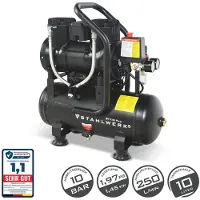 Stahlwerk ST-110 Pro compressor met 8 bar | 1,97 pk | 1,45 kW | 250 l/min | 10 l tank olievrije compressor | zuigercompressor | stille compressor | fluistercompressor met borstelloze motoren