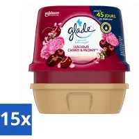 Glade 15 x - Badkamer Gel - Luscious Kers & Pioenroos - 180 g - Voordeelverpakking - 15 stuks