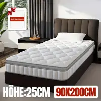 Selius Matras 90x190 cm - Eenpersoonsmatras - Pocketveringmatras - Veermatras - 7-Zone Matras - 25 cm Dikte