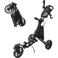 Selius Golfduwwagen Opvouwbaar - Zwart - Aluminium Frame - Lichtgewicht - Draagbaar Golfkarretje