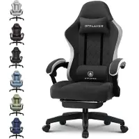 Selius Gamingstoel – Ergonomische Bureaustoel met Veerkussenzitting en Uitklapbare Voetensteun