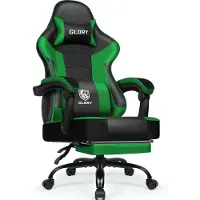 Selius Gaming Stoel – Ergonomische Bureaustoel met Verstelbare Voetensteun en 360° Draaibaar Kunstleder