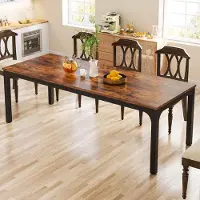 Selius Eettafel 200x70 cm voor 6 tot 8 personen rechthoekige keukentafel met industriële metalen poten