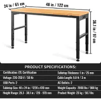 Selius Werkbank – Compacte Werktafel – Massief Eikenhout – Stalen Frame – 900 Kg Belastbaar