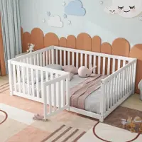 Selius Kinderbed - Veilig Peuterbed en Vloerbed van Multiplex met Uitvalhekje en Ruim Formaat - Wit