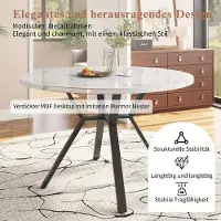 Selius Eettafel - Rond Marmerlook - Met Zwarte X-poot - Metaal