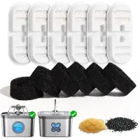 FEELNEEDY Vervangingsfilters en sponsen voor kattenfonteinen FN-W22, set van 6 filters, set van 6 sponsen