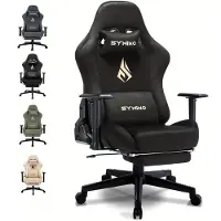 Selius Gamingstoel Bureaustoel – Ergonomische Stoel met Memory Foam en Uitklapbare Voetsteun
