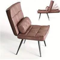 Selius Verstelbare Fauteuil - Leesstoel - Bureaustoel - Loungestoel - Kunstleren Bekleding - Stevig Metaal-Hout Frame