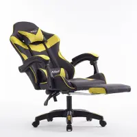 Selius Gamingstoel ergonomisch met memory foam bekleding, verstelbare voetensteun en fel gele kleur