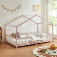 Selius Kinderbed Peuterbed Huisbed Bedhuisje 120x200 cm van Massief Dennenhout met Valbeveiliging