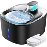 FEELNEEDY Kattenfontein, 4 liter, draadloos, roestvrij staal, met sensor, 4000mAh batterij, 3 standen, zwart