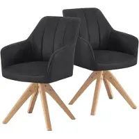 Selius Draaistoelen Eetkamerstoelen - Keukenstoelen - Bureaustoelen - Make-up Stoelen - Set Van 2 - Gestoffeerd Zwart