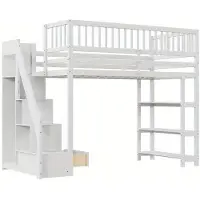 Selius Hoogslaper – Kinderbed met Kast en Planken – 90 x 200 cm – Veiligheidsladder – Wit