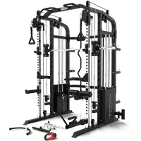 Selius Krachtstation 3-in-1 Smith Machine En Rack - 370 kg Matzwart Staal Voor Volledige Thuisfitness