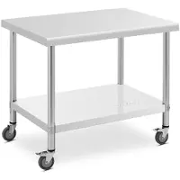 Selius RVS Werktafel op Wielen – Keukentafel en Werkbank met Onderplank – 70x100 cm – 95 kg Draagkracht