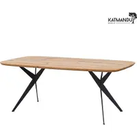Meble Katmandu Eettafel Sistina, ovaal, 160 x 90 cm – Massieve eikenhouten tafel met metalen poten, designstijl