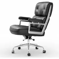 Selius Ergonomische Bureaustoel van Echt Leer met Verstelbaar Aluminium Frame en 360 Graden Zwenkwielen