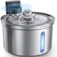 FEELNEEDY 3,5 liter kattenfontein, roestvrij staal, draadloos, met sensor, 4000mAh batterij, 3 modi, 1 actieve koolfilter