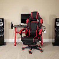 Selius Flash Furniture Gamingstoel met hoge rugleuning, ergonomische bureaustoel met verstelbare armleuningen en voetensteun, als gamestoel en voor thuiskant