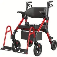 Selius 2-in-1 Rollator – Looprek – Transportstoel – Mobiliteitshulp – Wandelwagen – Lichtgewicht Opvouwbaar – Lineaire Remmen & Comfortabel Zitje – Duurzame