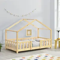 Selius Kinderbed – Ledikant – Huisvormig Design – Valbeveiliging – Massief Dennenhout – 70x140 cm