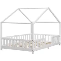 Selius Kinderbed 120x200 cm - Massief dennehout met valbeveiliging en huisdesign