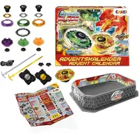 OCreon Speelgoedadventskalender voor jongens, gevechtstollen, kerstkalender voor kinderen met Battle Arena, launcher, tol
