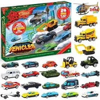 OCreon Adventskalender 2023 voor kinderen met diescast auto's - Voertuigen - Bouwplaatsen - Vrachtwagenspeelgoed van legering