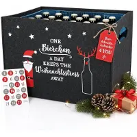 OCreon Bier-adventskalender voor mannen van vilt voor bierkratten - Incl. 24 stickers - Die de voorpret op Kerstmis met elk bier verhogen