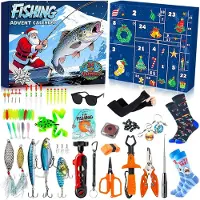 OCreon Adventskalender 2025 voor mannen - Jongeren en jongens - 24 dagen kerstkalender met premium visaccessoires (haken - Gereedschap - Verrassingen)