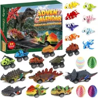 OCreon Adventskalender 2026 kinderen - 24-in-1 auto & dinosaurus speelgoedset - Kleine cadeaus voor jongens als verjaardagsgastgeschenk
