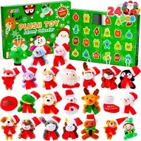 OCreon Adventskalender 2025 met pluche - 24 dagen aftelkalender - Pluche dieren met kerstmutsen - Kerstcadeaus - Kerstcadeaus voor school