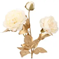 DRW Verlag DRW set met 12 gouden takken met kunstbloemen van Polyurethanschuim, crèmekleurig, 65 x 25 x 25 cm