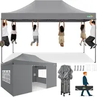 COBIZI Paviljoen, 3x4,5 meter, grijs, waterdicht, met UV-bescherming, inclusief 4 zijpanelen, stabiel en wintervast