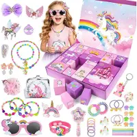 OCreon Adventskalender voor meisjes - Adventskalender eenhoorn - Kerstcadeau met 24 dagen verrassingen - Inclusief speelgoed