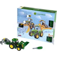 OCreon Klein 3936 John Deere adventskalender met 24 deurtjes - Set om een tractor te bouwen op schaal 1:24 - Incl. schroevendraaier