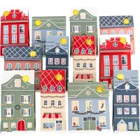 OCreon Adventskalender 2025 kerststad pastel - 24 huisjes vouwdozen - Doe-het-zelf kerstdecoratie om te knutselen en te vullen
