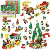 OCreon Adventskalender 2025 - Adventskalender - Bouwblokset - 24 dagen mysterieuze box - Aftelcadeau - Kerstman - Rendier - Bouwblokset