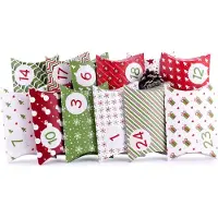 OCreon Adventskalender om te vullen Pillow Green 24 geschenkdozen doosjes Kerstmis - Kerstkalender DIY knutselset incl. Advent nummers stickers van pajoma