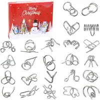 OCreon Adventskalender 2025 - Kerstkalender - Geschenken - 24 stuks - Metalen puzzelspellen - Metalen IQ-puzzels