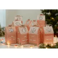 OCreon Adventskalender om te vullen - Grote geschenkdozen met stickers - 24 stuks - Peperkoekhuis - Kerstkalender