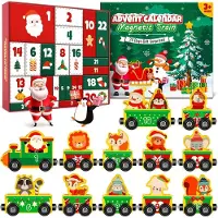 OCreon Adventskalender 2026 kinderen - Houten magnetische kersttrein kalender - Kerstcadeau voor meisjes en jongens